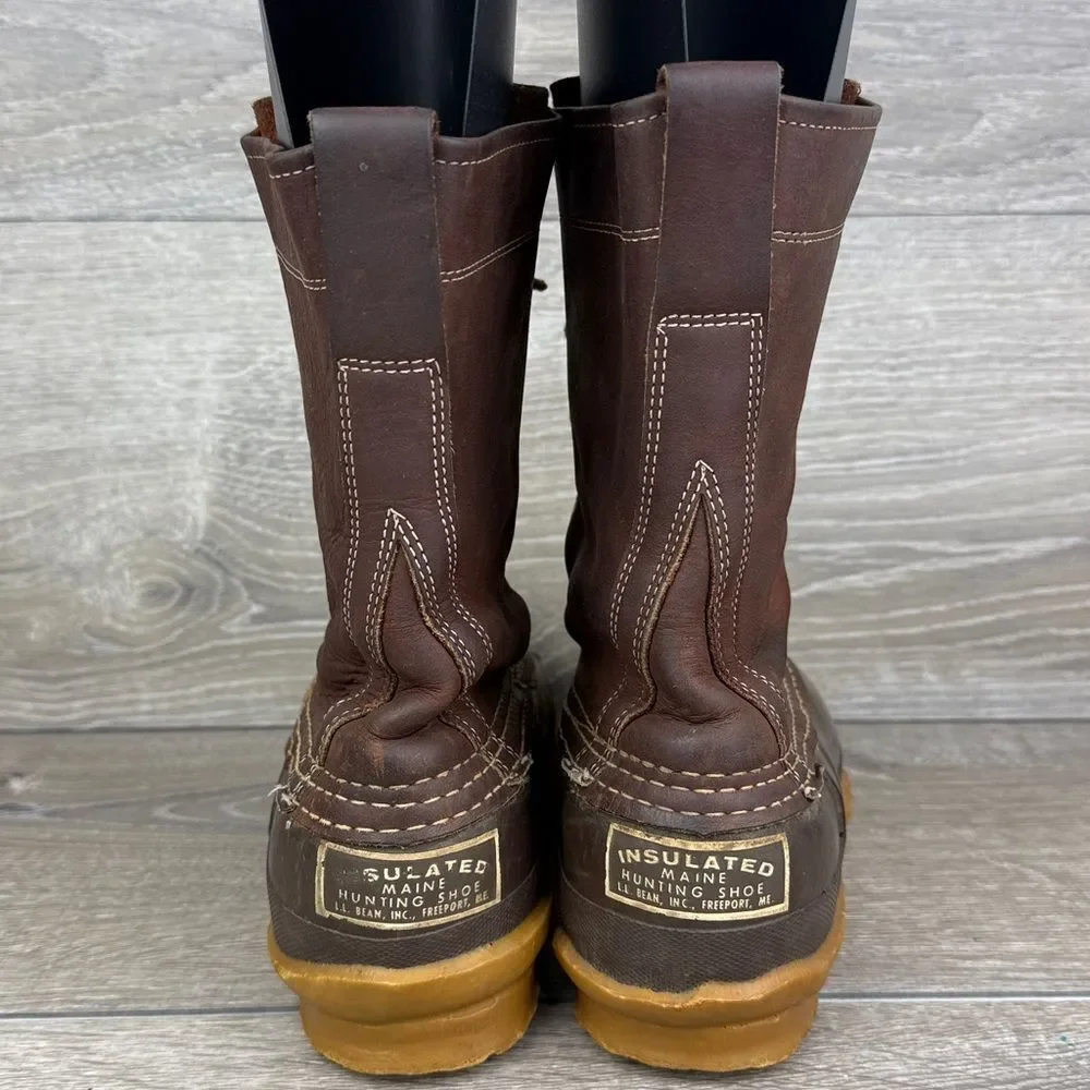 LL Bean Maine Hunting Shoe Men’s Sz 5D Brown Leather 8-Eye Waterproof Duck Boots